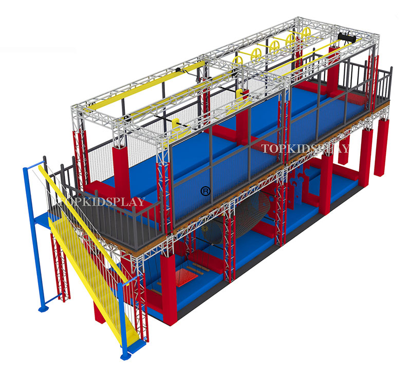 Double floor backyard ninja warrior obstacles training gym